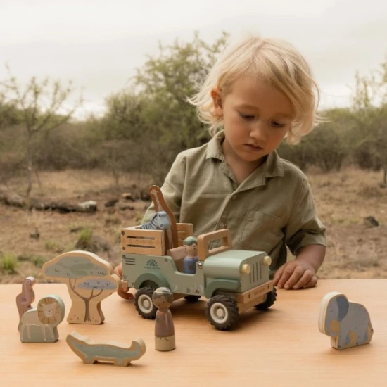 Little Dutch Auto mit Tieren aus Holz Safari Friends