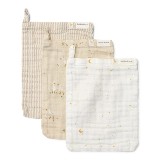 Little Dutch 3 Waschlappen Husa Newborn Naturals