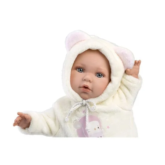 Realistische Puppe - Stilles Baby mit weichem Stoffkörper, Kopf und Gliedmaßen aus Vinyl. Größe 42 cm, handgefertigt in Spanien.