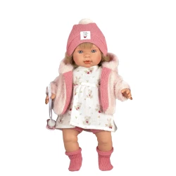 Llorens Puppe mit Geräuschen und weichem Körper Carla im Blumenkleid 42 cm