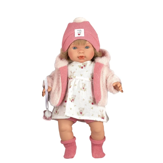 Llorens Puppe mit Geräuschen und weichem Körper Carla im Blumenkleid 42 cm