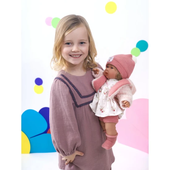 Llorens Puppe mit Geräuschen und weichem Körper Carla im Blumenkleid 42 cm