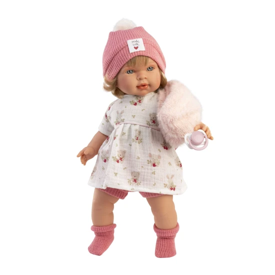 Llorens Puppe mit Geräuschen und weichem Körper Carla im Blumenkleid 42 cm