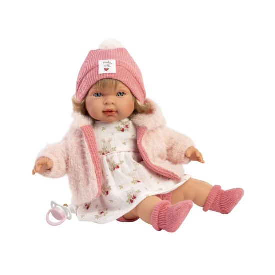 Llorens Puppe mit Geräuschen und weichem Körper Carla im Blumenkleid 42 cm