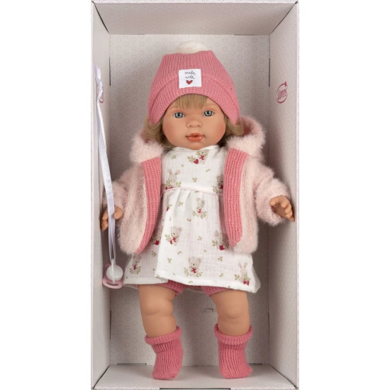 Llorens Puppe mit Geräuschen und weichem Körper Carla im Blumenkleid 42 cm