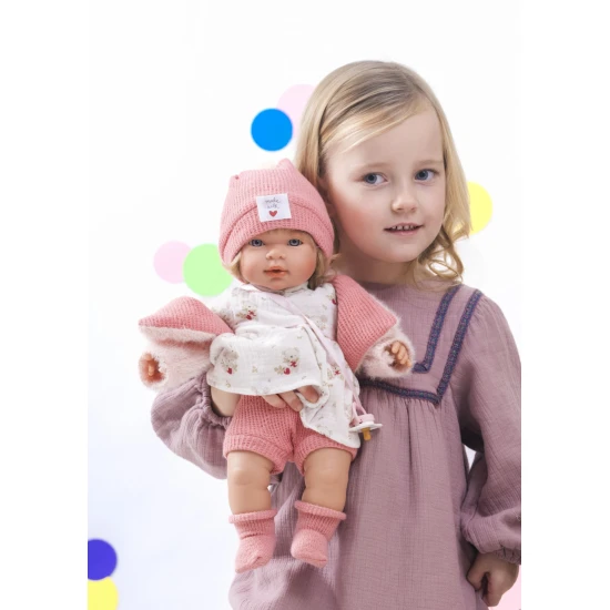 Llorens Puppe mit Geräuschen und weichem Körper Carla im Blumenkleid 42 cm
