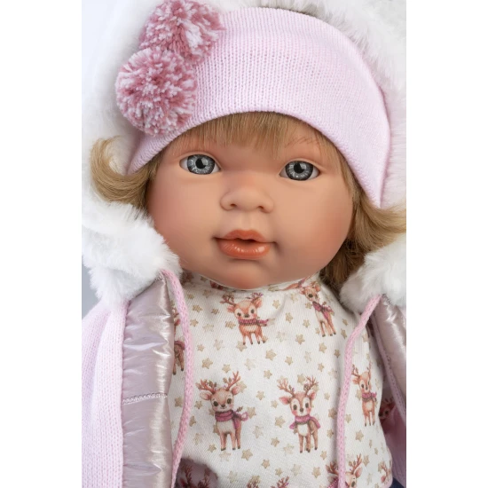 Llorens Puppe mit Geräuschen und weichem Körper Carla im Jeansrock-Outfit 42 cm