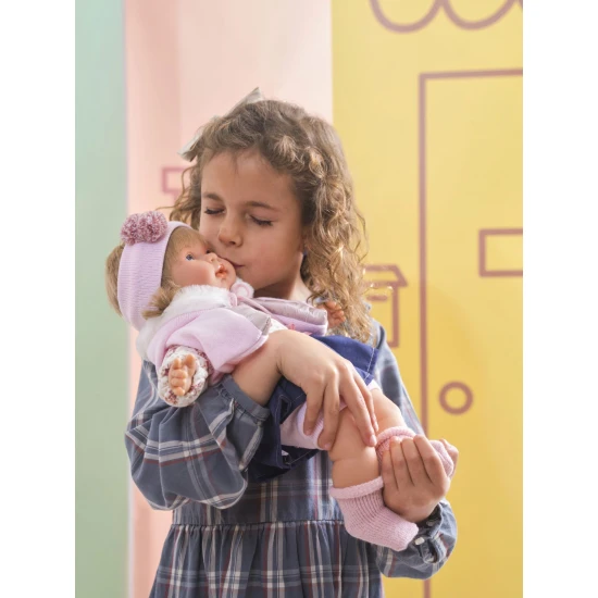Llorens Puppe mit Geräuschen und weichem Körper Carla im Jeansrock-Outfit 42 cm