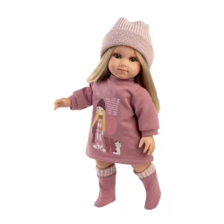 Llorens Puppe mit weichem Körper Elena im Kleid mit Mädchen-Print 35 cm