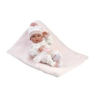 Llorens Babypuppe mit Vollvinylkörper Mädchen mit rosa Decke 35 cm
