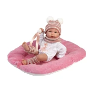 Llorens Babypuppe mit Vollvinylkörper Mädchen mit gestreifter Bommelmütze 35 cm