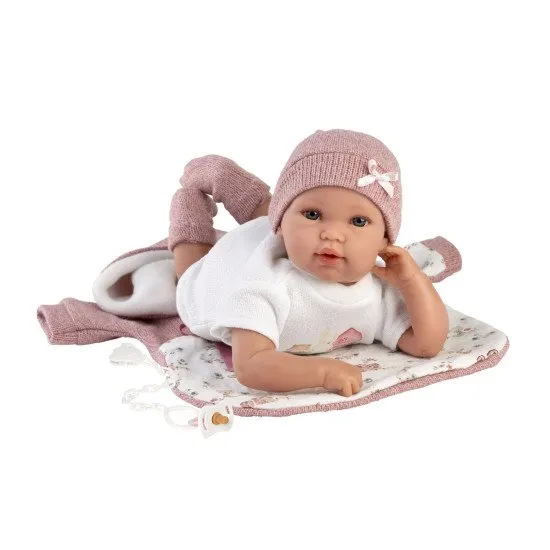 Sprechendes Baby von Llorens mit weichem Stoffkörper, 36 cm, das die Geräusche „Mama“, „Papa“ und Weinen macht, geeignet für Kinder ab 3 Jahren.