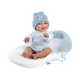 Llorens Babypuppe mit Geräuschen und weichem Körper im blauen Koala-Schlafsack 38 cm