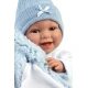 Llorens Babypuppe mit Geräuschen und weichem Körper im blauen Koala-Schlafsack 38 cm