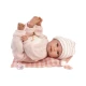 Llorens Babypuppe mit Geräuschen und weichem Körper im rosa Overall mit Karodecke 38 cm