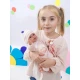 Llorens Babypuppe mit Geräuschen und weichem Körper im rosa Overall mit Karodecke 38 cm