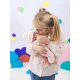 Llorens Babypuppe mit Geräuschen und weichem Körper im rosa Overall mit Karodecke 38 cm
