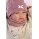 Llorens Babypuppe mit Geräuschen und weichem Körper mit Katzenohren-Mütze 44 cm