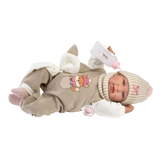 Llorens Babypuppe mit Geräuschen und weichem Körper mit Fuchsmotiv 44 cm