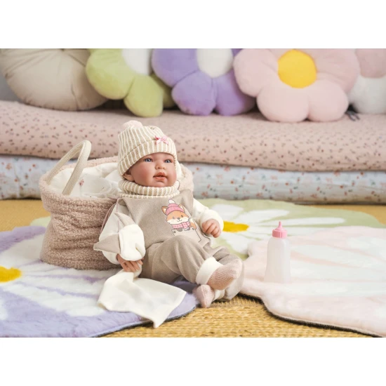 Llorens Babypuppe mit Geräuschen und weichem Körper mit Fuchsmotiv 44 cm