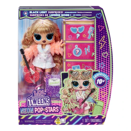 L.O.L. Surprise! Neon Pop Star Tweens – Thea Stars mit Gitarre, Mikrofon und UV Neon Accessoires