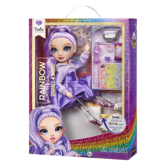 Rainbow High Sparkle und Shine Puppe mit glitzernden Beinen, beweglichen Gelenken und modischem Outfit – kreatives Spiel