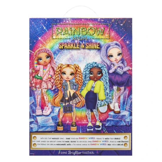 Rainbow High Sparkle und Shine Puppe mit glitzernden Beinen, beweglichen Gelenken und modischem Outfit – kreatives Spiel