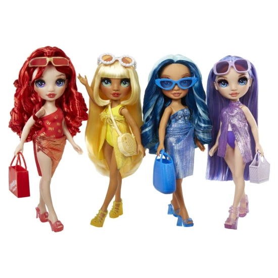 Fashion Puppe im Badeanzug mit Accessoires und kämmbaren Haaren – Sommerliche Regenbogenkollektion