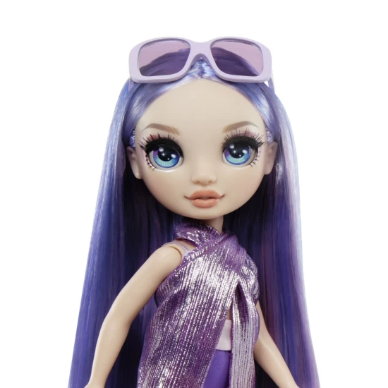 Fashion Puppe im Badeanzug mit Accessoires, kämmbarem Haar und Sommer-Schal – Sommerliche Regenbogen-Kollektion