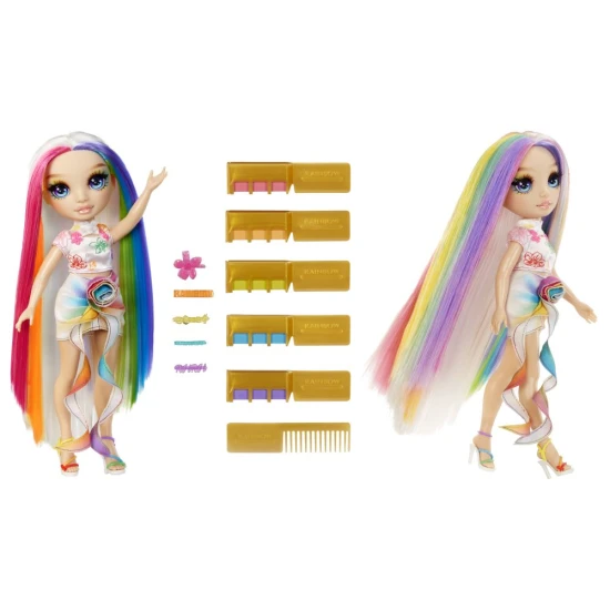Rainbow High Amaya Puppe mit langen bunten Haaren und Haarkreiden
