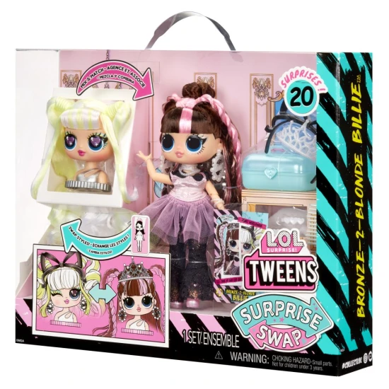 L.O.L. Surprise Swap Tweens Billie Puppe mit Mini-Frisierkopf und Haar-Accessoires, 16,5 cm hoch