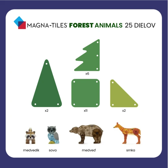 Magnetischer Bausatz mit Waldtierfiguren.