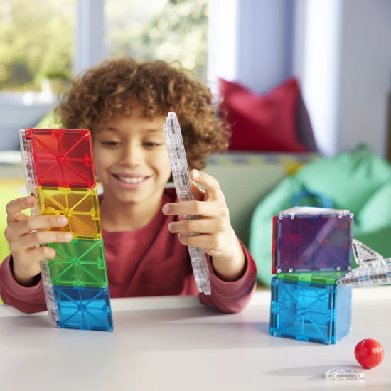 MAGNA-TILES Rail Racers Magnetisches Bauset – 33-teilige Kugelbahn mit Schienen für Kinder