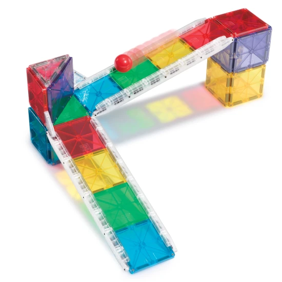 MAGNA-TILES Rail Racers Magnetisches Bauset – 33-teilige Kugelbahn mit Schienen für Kinder