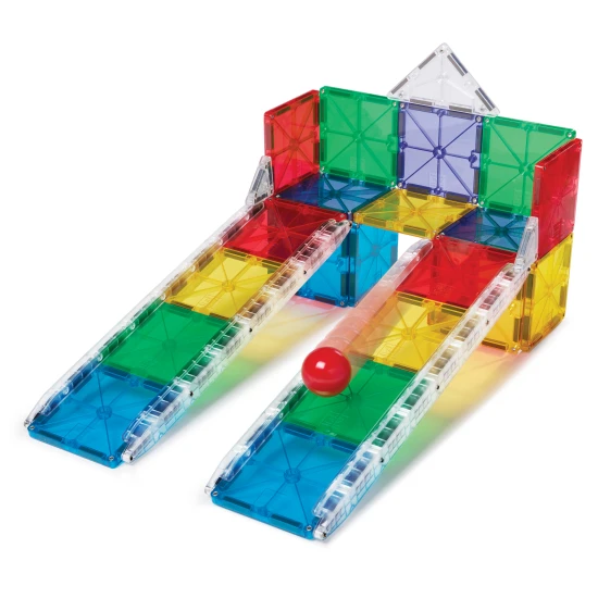 MAGNA-TILES Rail Racers Magnetisches Bauset – 33-teilige Kugelbahn mit Schienen für Kinder