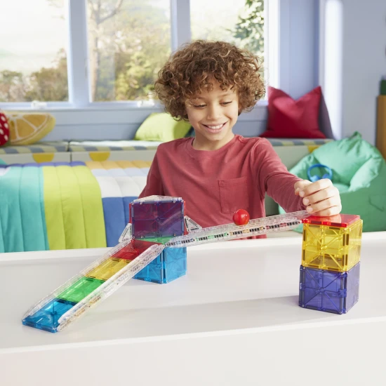 MAGNA-TILES Rail Racers Magnetisches Bauset – 33-teilige Kugelbahn mit Schienen für Kinder