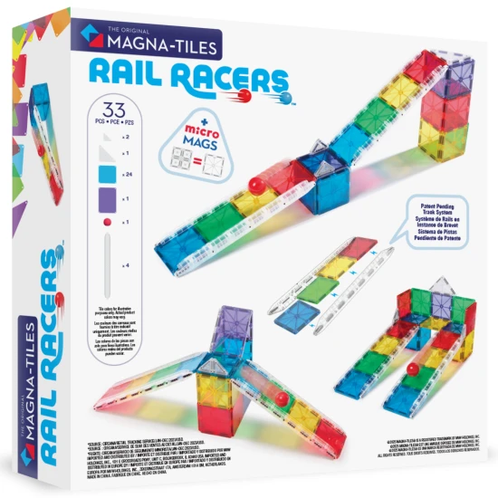 MAGNA-TILES Rail Racers Magnetisches Bauset – 33-teilige Kugelbahn mit Schienen für Kinder
