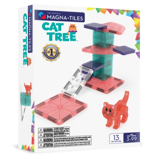 MAGNATILE Kratzbaum Magnet-Bausatz – Kratzbaum mit Figur, microMAGS-Teilen und Dekorationen
