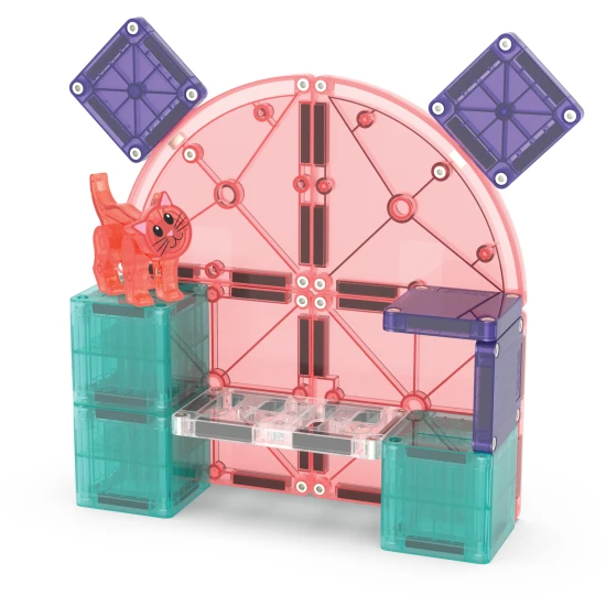 MAGNATILE Kratzbaum Magnet-Bausatz – Kratzbaum mit Figur, microMAGS-Teilen und Dekorationen