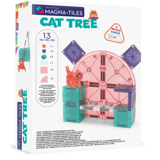 MAGNATILE Kratzbaum Magnet-Bausatz – Kratzbaum mit Figur, microMAGS-Teilen und Dekorationen