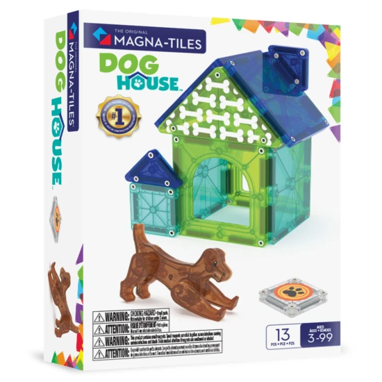 MAGNA-TILES Hundehütte Magnetisches Bauset – Hundehütte für Kinder mit Figur und Dekoration