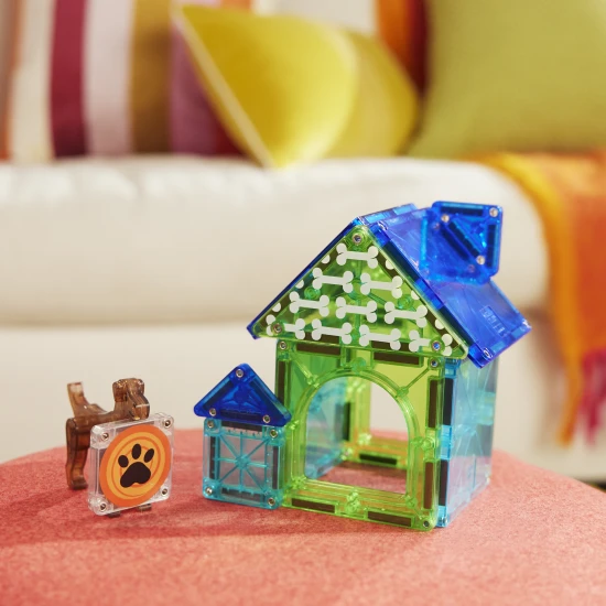MAGNA-TILES Hundehütte Magnetisches Bauset – Hundehütte für Kinder mit Figur und Dekoration
