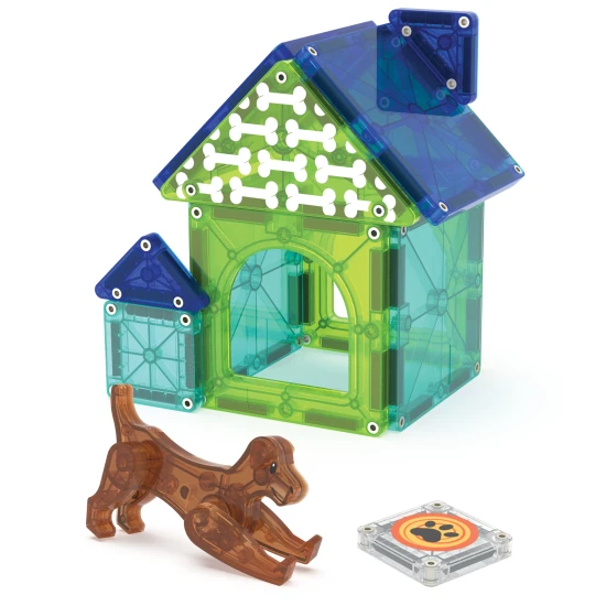 MAGNA-TILES Hundehütte Magnetisches Bauset – Hundehütte für Kinder mit Figur und Dekoration
