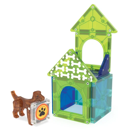 MAGNA-TILES Hundehütte Magnetisches Bauset – Hundehütte für Kinder mit Figur und Dekoration