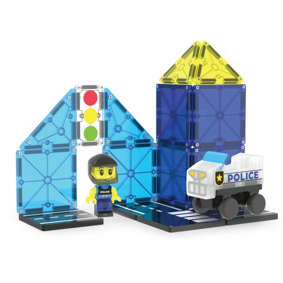 MAGNA-TILES® Polizeistreife Magnet-Bausatz – Kinder-Polizeiauto mit Figur und Ampel
