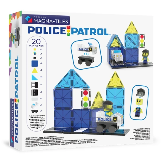 MAGNA-TILES® Polizeistreife Magnet-Bausatz – Kinder-Polizeiauto mit Figur und Ampel
