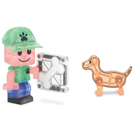 MAGNA-TILES Puppy Park Magnetisches Bauset – Kinderbauset mit Welpen, Pool und Auslauf