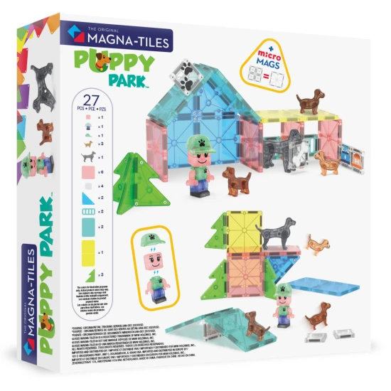 MAGNA-TILES Puppy Park Magnetisches Bauset – Kinderbauset mit Welpen, Pool und Auslauf