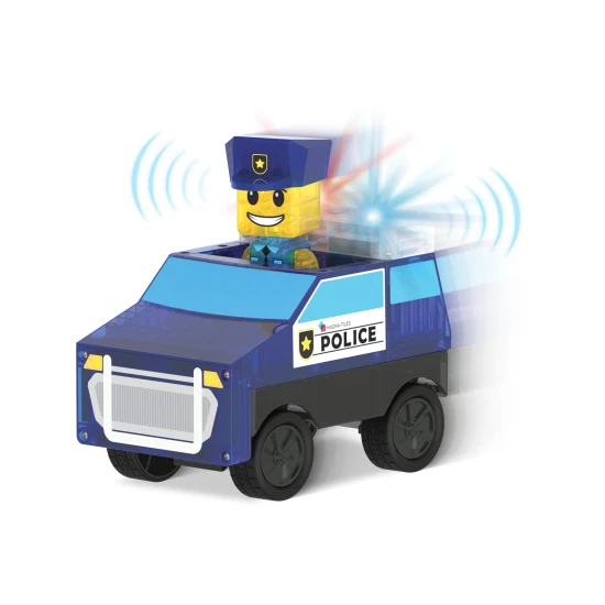 MAGNA-TILES® Polizeistation Magnet-Bausatz – Kinder-Polizeistation mit Lichtern und Figuren