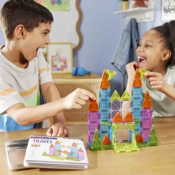 MAGNA-TILES Magnetisches Bauset 100 Teile und microMAGS Travel Set Deluxe 55 Teile